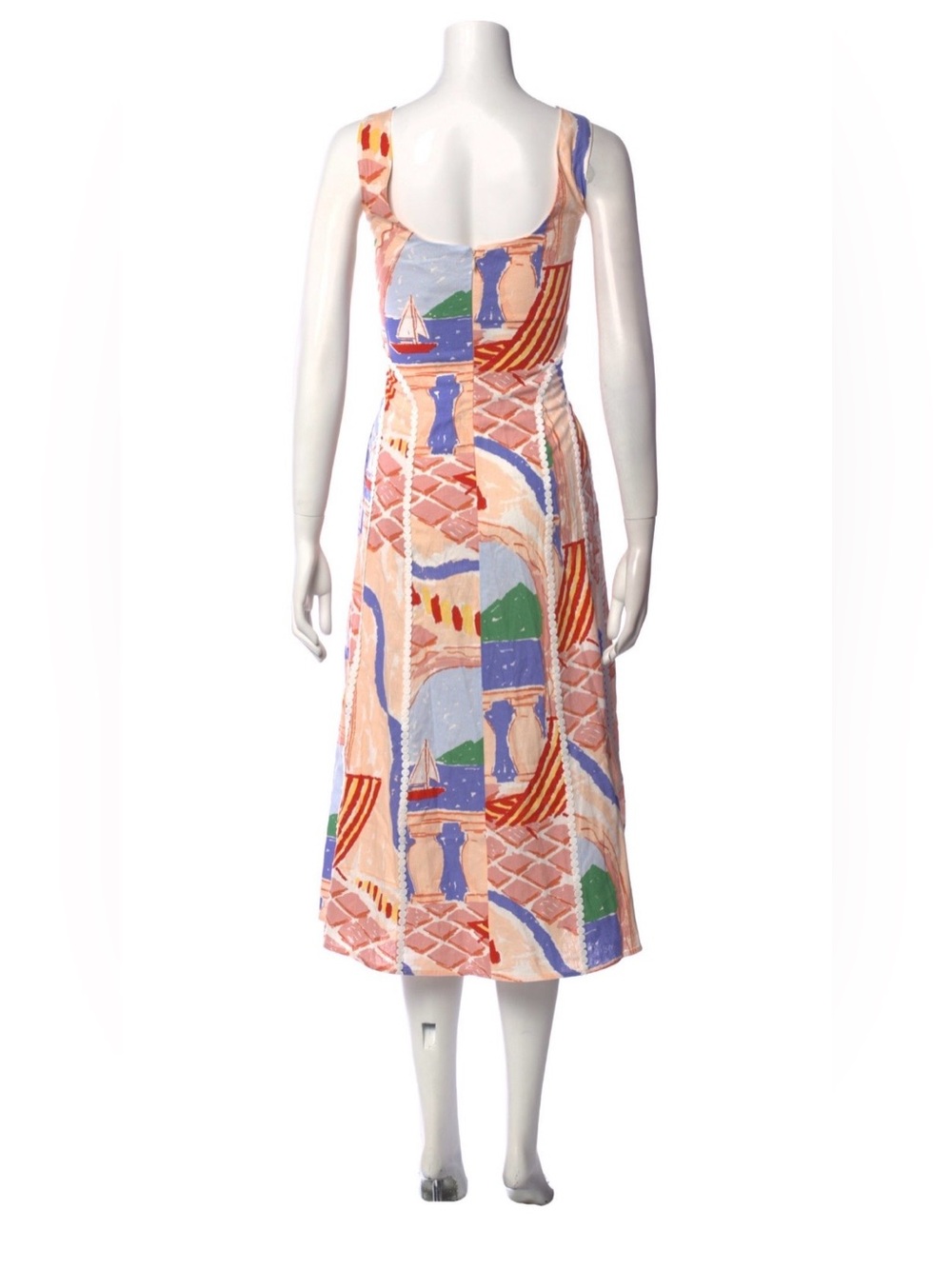 Christian Lacroix Linen Blend Scenic Coastal Print Maxi Dress Size medium - Picture 2 of 11